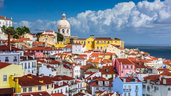 Lisbon skyline at Alfama, the oldest district of the city, Portugal.