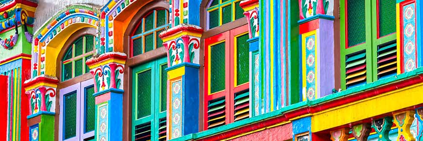 View of colourful windows.