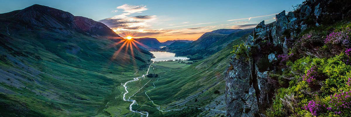 Sunset over Buttermere, The Lake District, Cumbria, England.