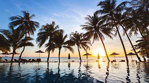 Swimming pool of tropical resort.