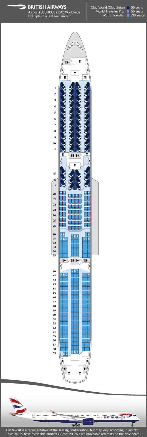 Configurazione dei posti dell'A350-1000
