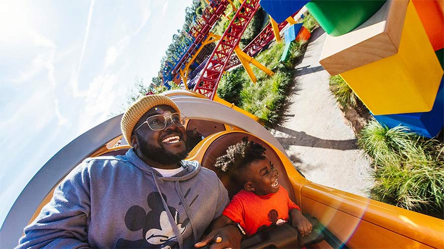 Guests on Slinky Dog Dash, Disney's Hollywood Studios.