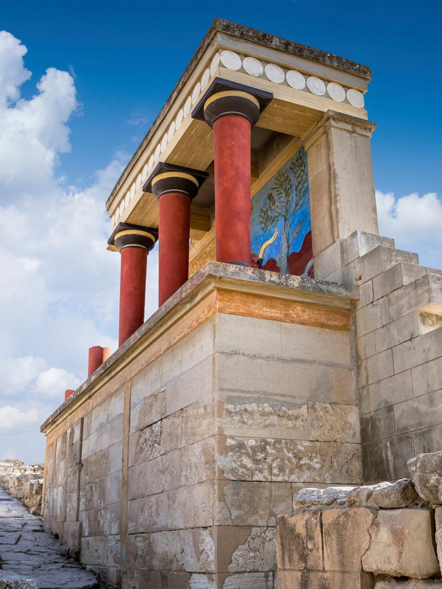 The North Entrance of the Palace at Knossos, Crete. © Nellmac.