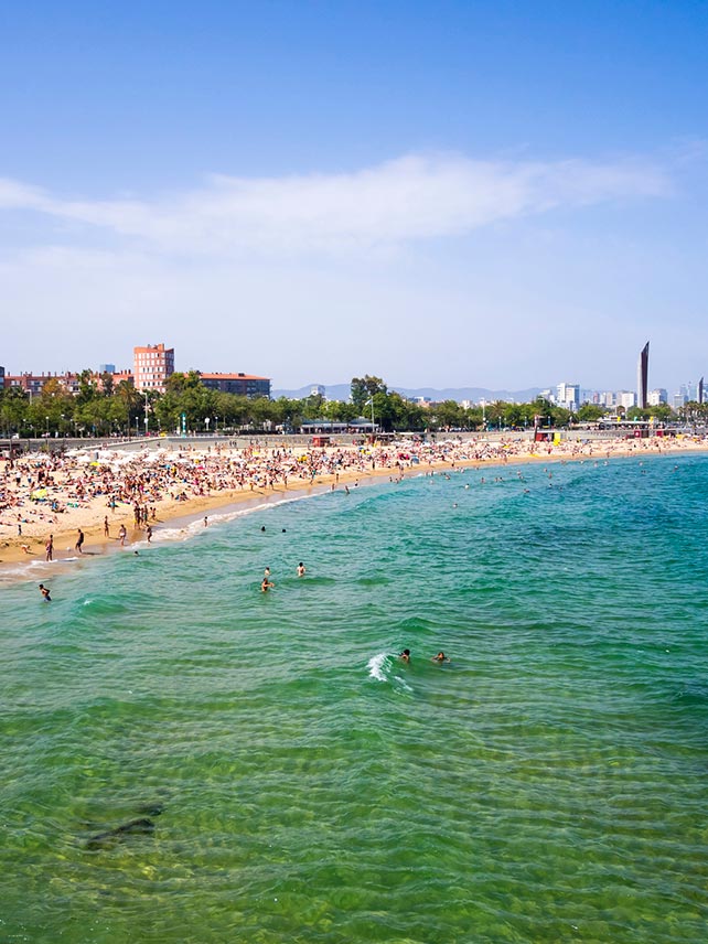 Head the beaches east of Barceloneta to escape the crowds in Barcelona