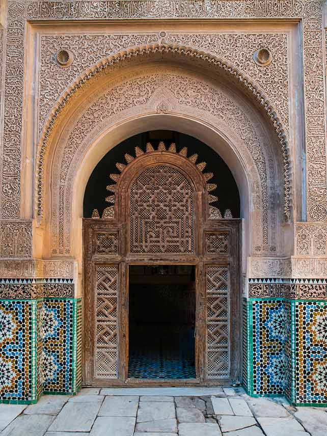 Admire the Ben Youssef Madrasa in the Medina of Marrakech. ©Guenter Guni.