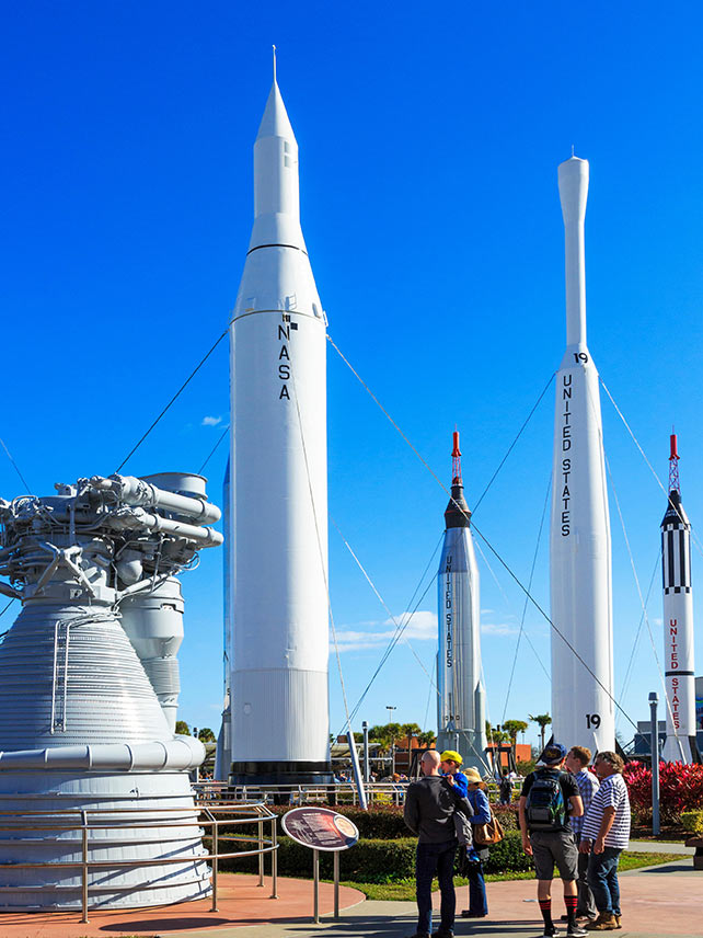 Rocket Garden at the NASA Space Centre, Cape Canaveral. ©Findlay / Alamy Stock Photo.