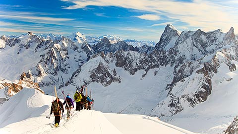 Aiguille du Midi (3,842 m) is mountain in Mont Blanc massif in French Alps.