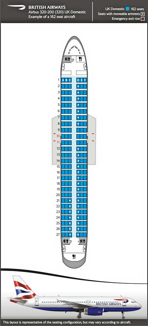 Sitzplan für Airbus 320-200.
