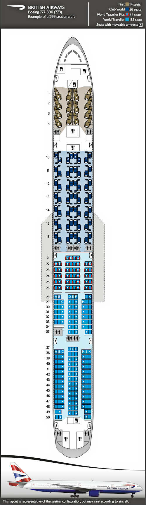 Plan de cabine Boeing 777-300.