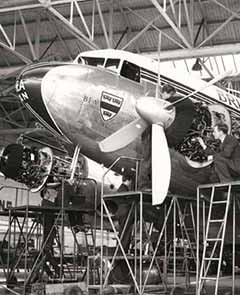 BEA Douglas DC-3 maintenance at Northolt.