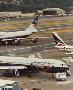 British Airways' first Boeing 767-336 G-BNWA with their first Boeing 747-436 G-BNLA.
