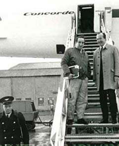 Two passengers about to board Concorde.