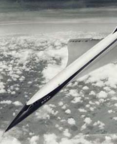 Concorde in the clouds in BOAC livery.