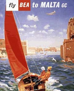 Fly BEA to Malta poster.