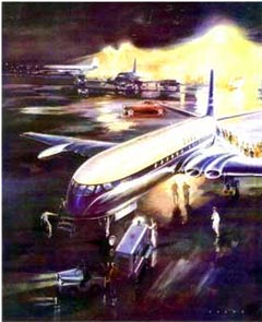 BOAC poster - fly New York to London.