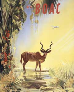 British Overseas Airways Corporation poster - fly to Rhodesia.