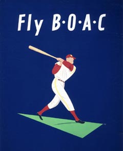 Baseball poster - fly to USA with BOAC.