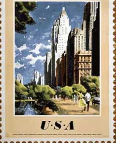 BOAC poster - fly to USA.