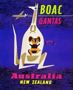 BOAC Qantas Australia New Zealand poster.