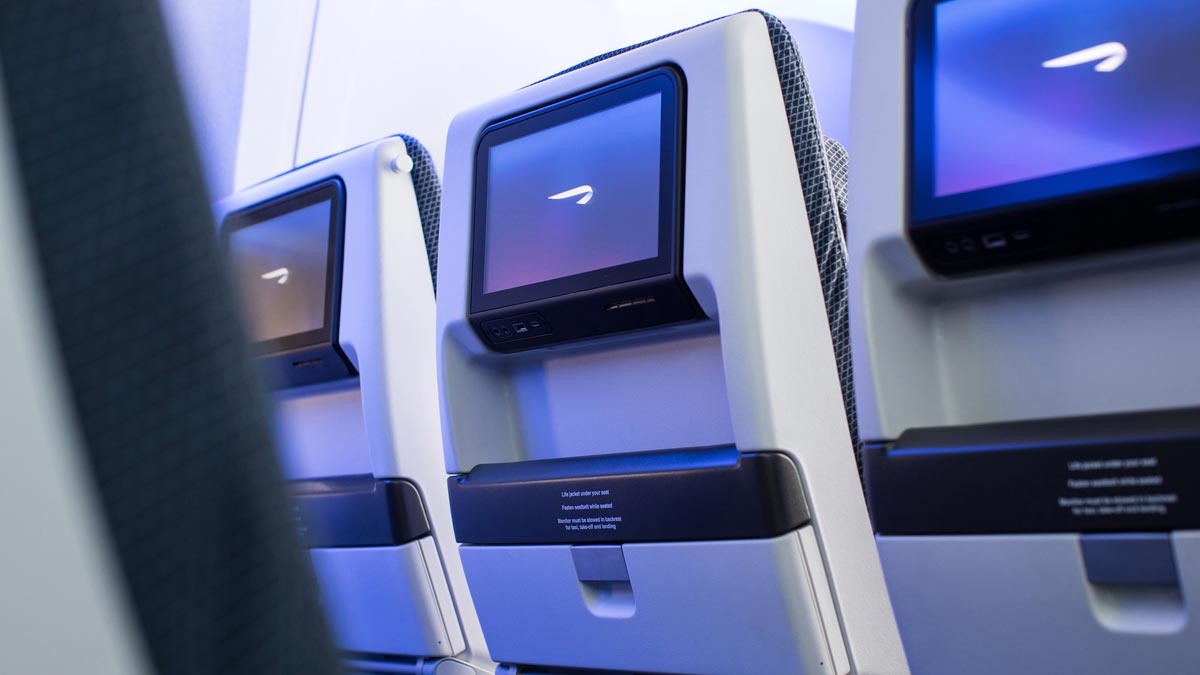 Ecrãs de entretenimento da classe World Traveller nos aviões 777-200