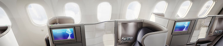 Clubworld Sitzplatz in der Boeing 787.