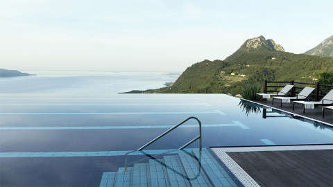 Unterkunft - Lefay Resort & Spa Lago Di Garda - Ansicht der Pool - Verona
