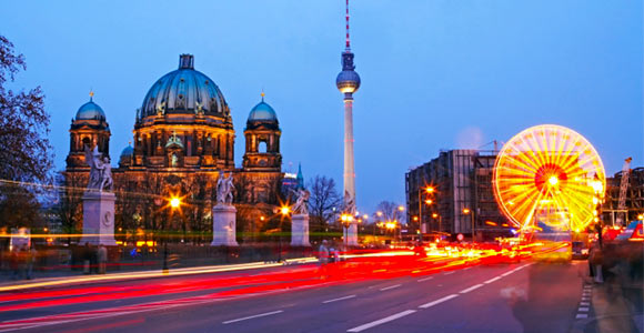 Photograph showing Berlin and a typical festive scene.